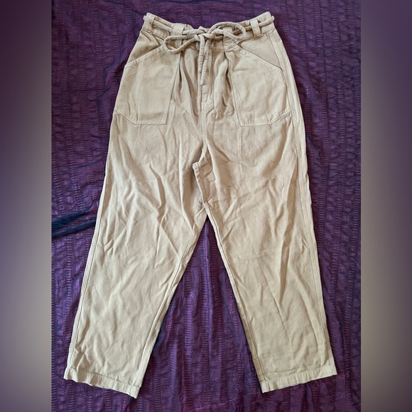 Free People Dark Khaki Trousers with Cord Belt Size XL - Picture 2 of 12